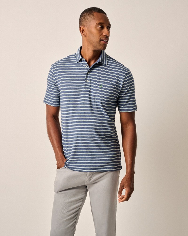 johnnie-O Original 4-Button Polo - Matthis Stripe Ocean Caper