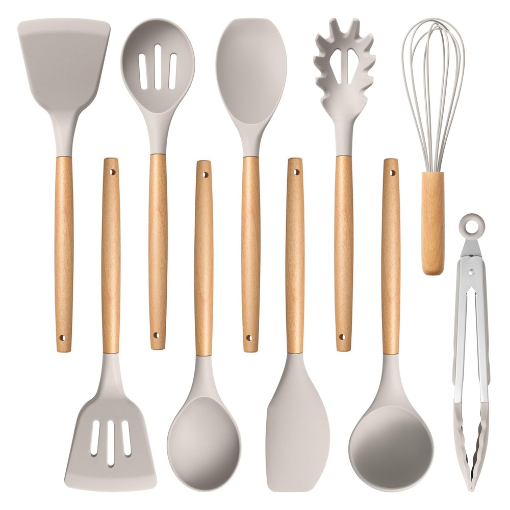 E-far Silicone Cooking Utensils Set, 10-Piece Heat Resistant Kitchen Utensils...