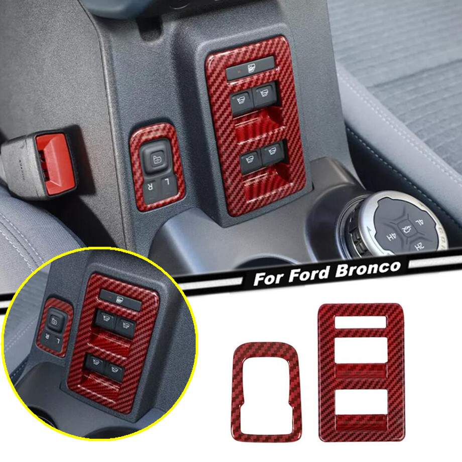 Ford Bronco 21-24 4-Door Red Carbon Window Switch Trim Cover
