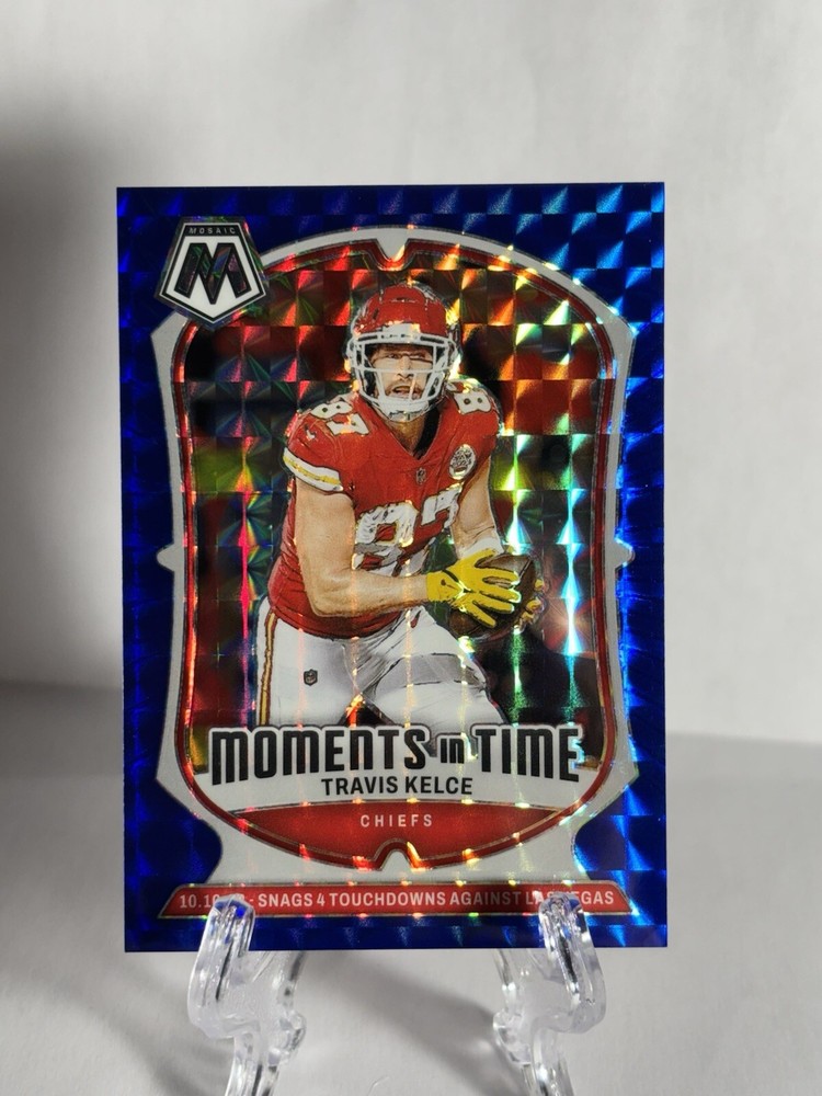 2024 Panini Mosaic- Travis Kelce- Moments in Time Blue Prizm /99