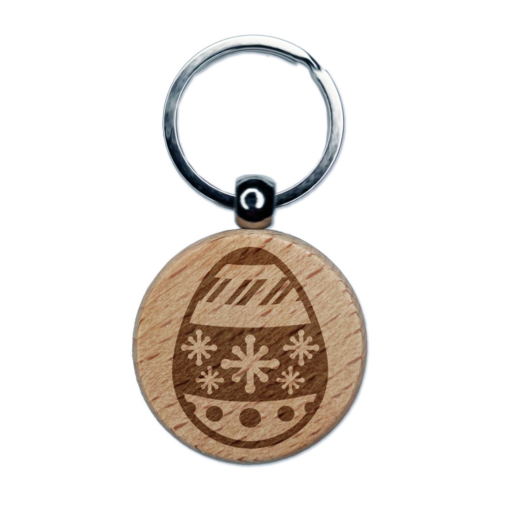 Engraved Wooden Christmas Ornament Egg Keychain Charm Tag