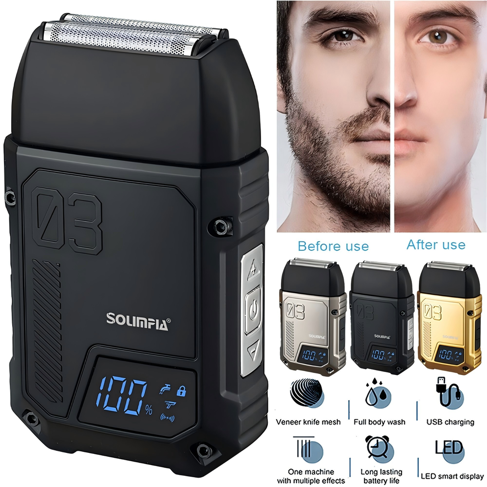 Men's USB Rechargeable Electric Shaver Trimmer for Beard and Hair BK