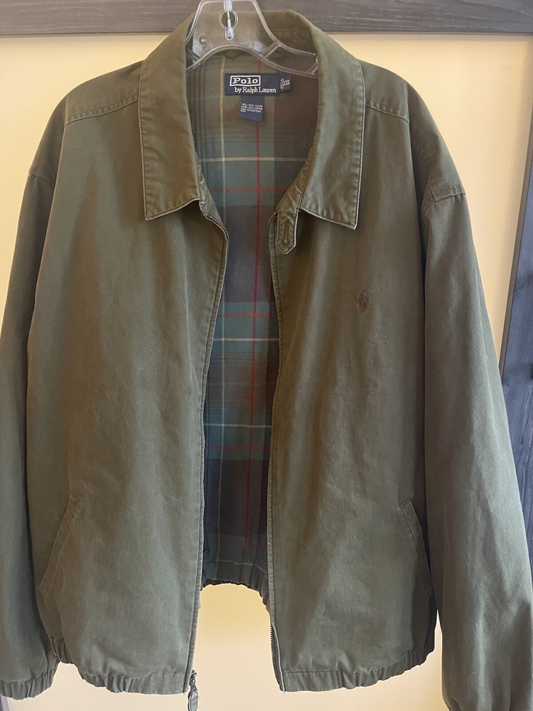 Polo Ralph Lauren Harrington flannel lined jacket Xxl Olive Green Defect
