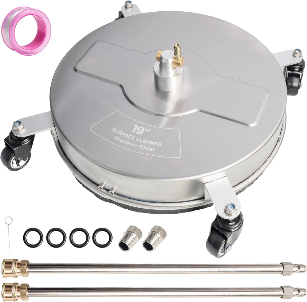 19 Inch Stainless Steel Pressure Washer Surface Cleaner with 4 Wheels for Efficient Cleaning