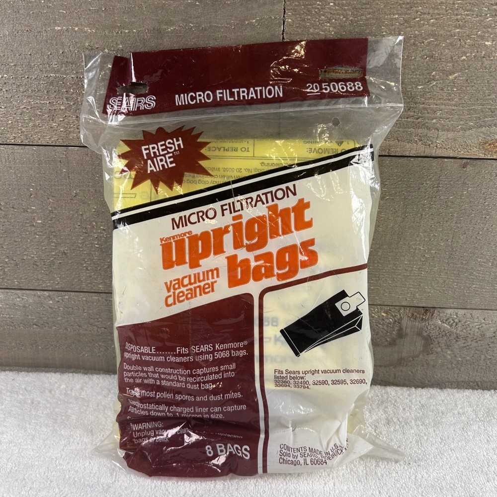 SEARS Micro Filtration Upright Vacuum Cleaner Bags 8 Bags Kenmore 5068 20 50688