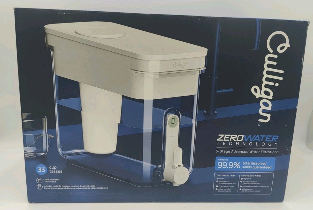 Culligan ZeroWater 33-Cup Water Filter Dispenser 5-Stage Filtration w/ TDS Meter