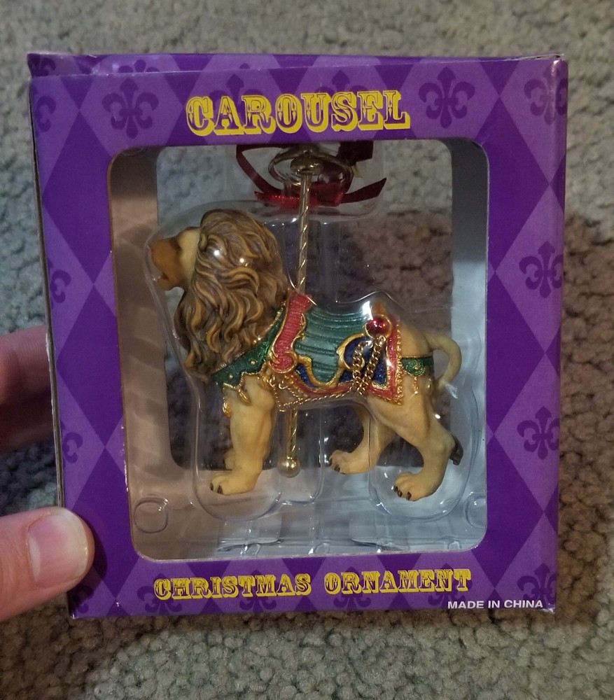 Vintage Costco Carousel Lion Christmas Ornament NOS