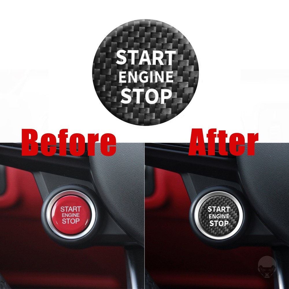 Black Carbon Fiber Engine Start Stop Button Trim for Alfa Romeo Giulia 2017-2021