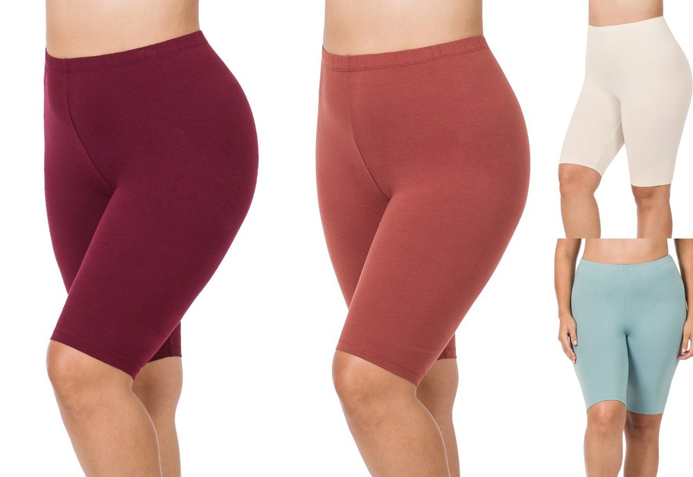1X 2X 3X Women's Premium Cotton Bermuda Shorts Soft Stretch Bike Biker Leggings