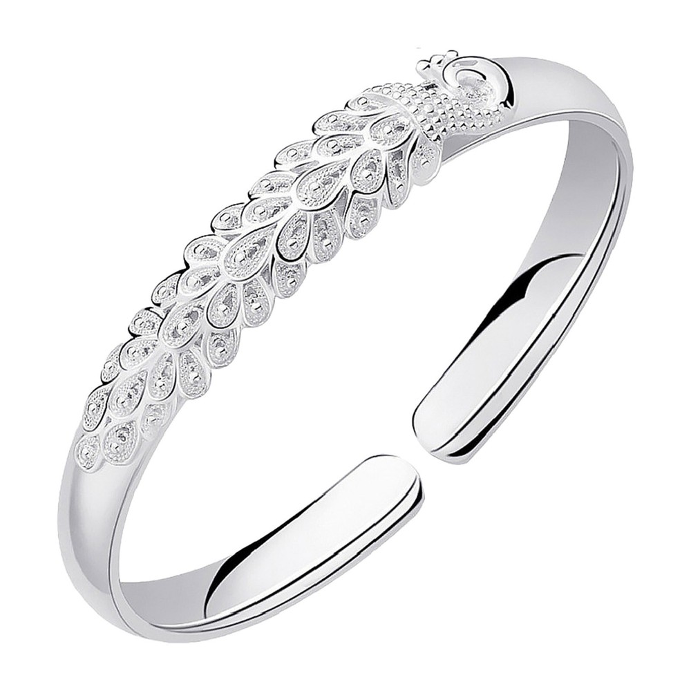 Silver Adjustable Cuff Bangle Bracelet for Women Mothers Day Birthday Gift