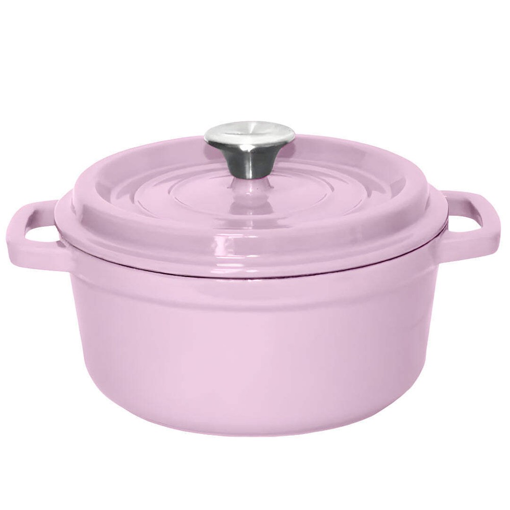 NNEAGS 22cm Pink Cast Iron Ceramic Stewpot Casserole Stew Cooking Pot With Lid