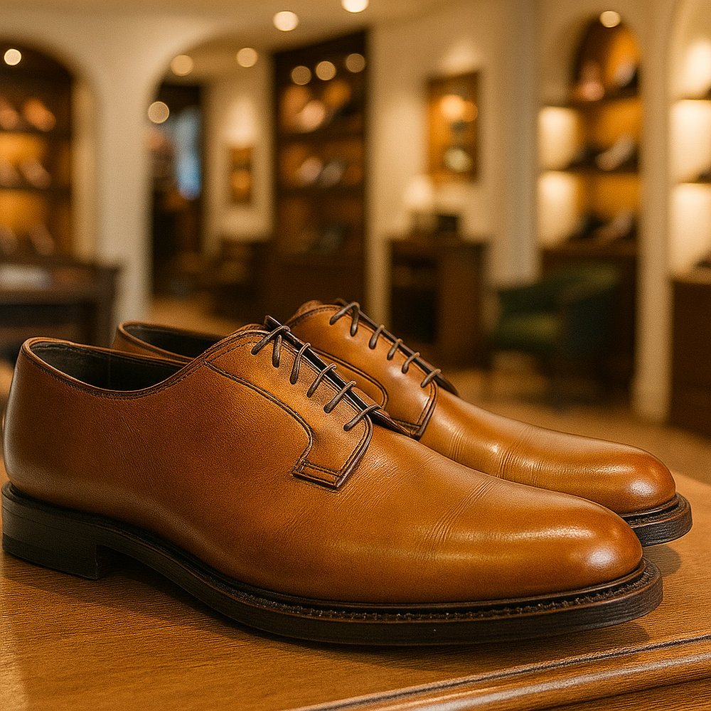 Vtg Florsheim Imperial Pebbled Brown Leather Plain Toe Shoes 8 C