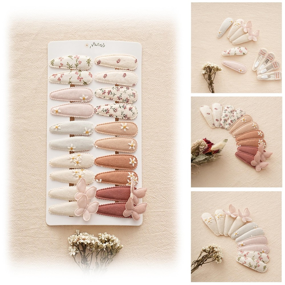 20 Pack Baby Hair Clips for Girls Toddler,Neutral Fabric Snap Clips Pins With...