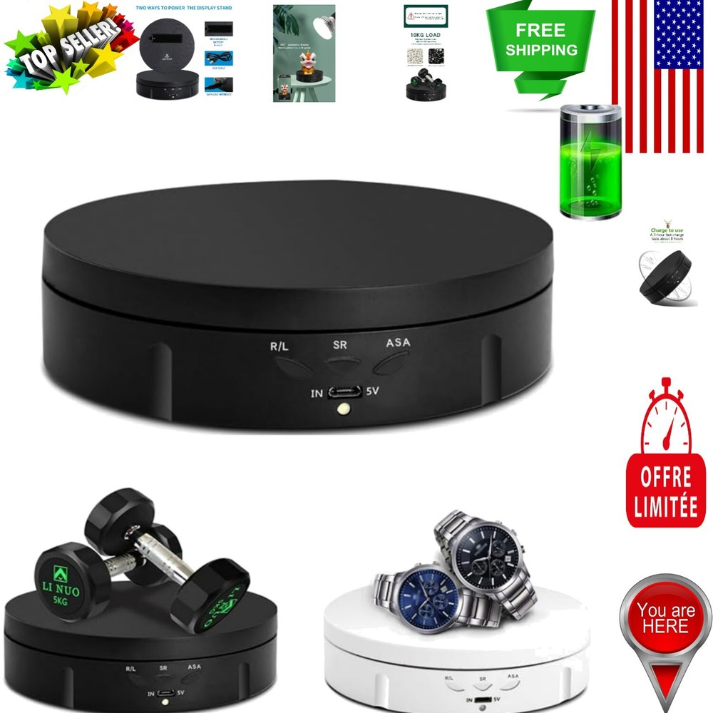 5.74-Inch Portable Electric Turntable Display Stand for Jewelry Photography