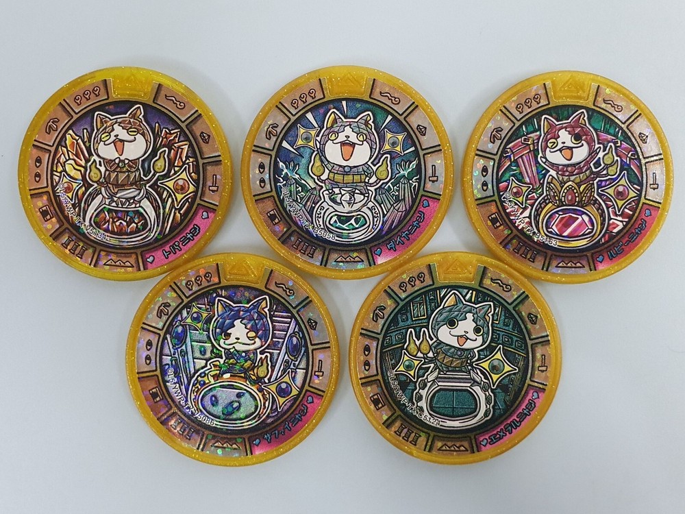 Yo-Kai Watch Jewel Cats Treasure Medals Set of 5 Japanese BANDAI Japan (YKM23)
