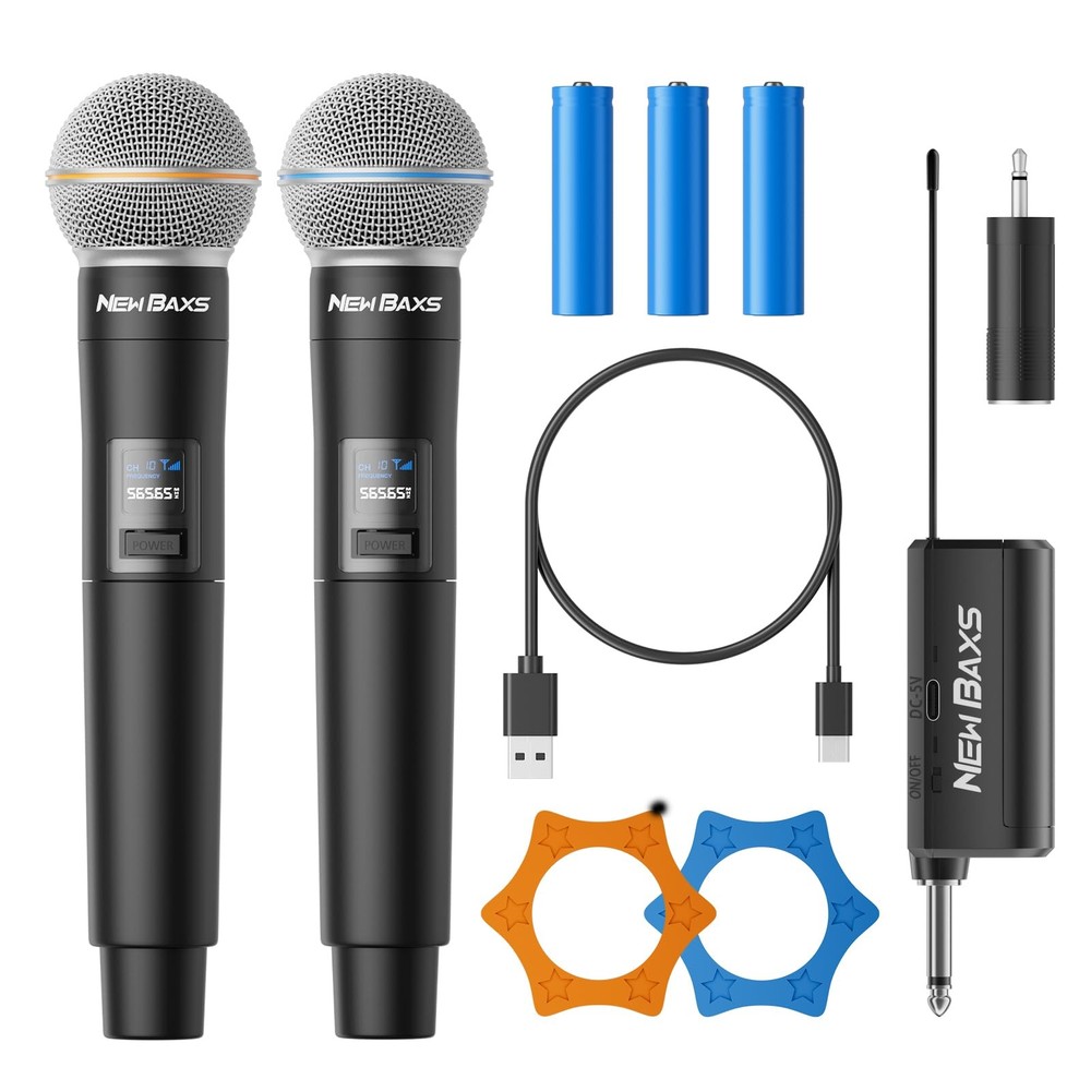 Rechargeable Dual Dynamic Wireless Microphone System for Karaoke & Live Performance