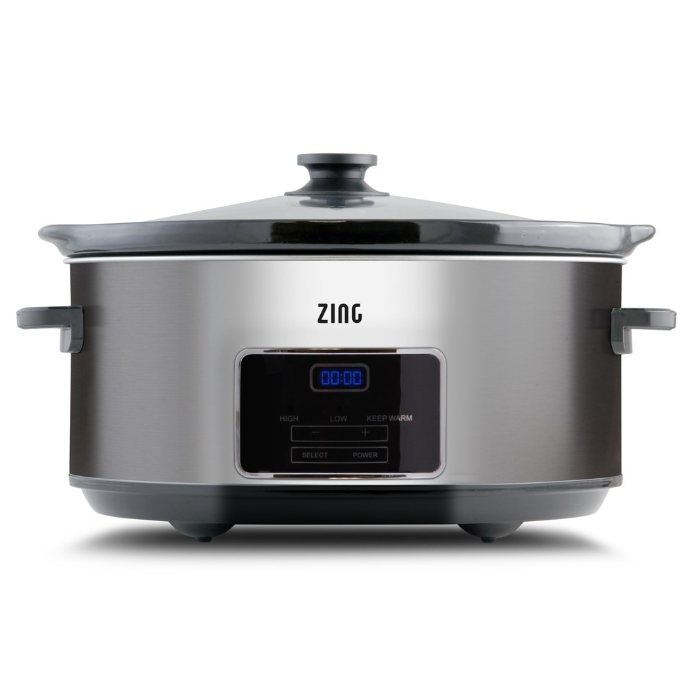Zing 7 Qt Oval Dark Stainless Steel Digital Slow Cooker Grey N/A