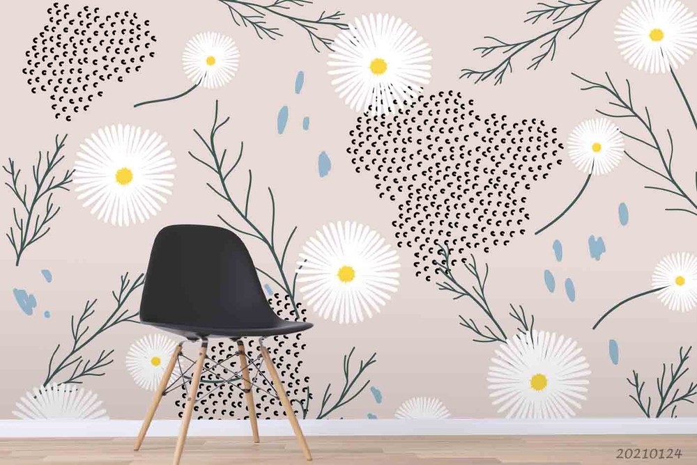 3D Plants Flowers Leaves Pattern Wall Murals Wallpaper Murals Wall Sticker