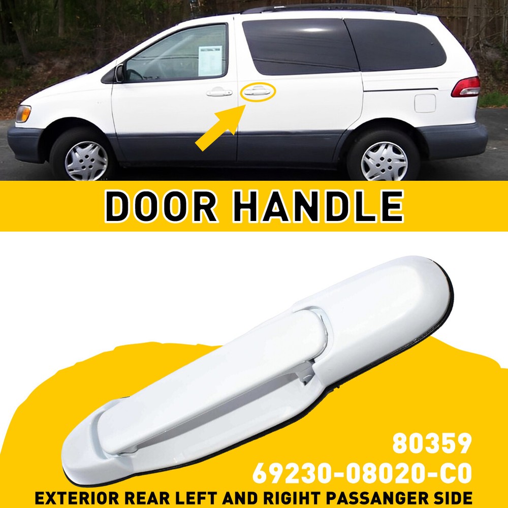 Outside Sliding Door Handle 80357 For 98-03 Toyota Sienna White Rear TO1310126 M