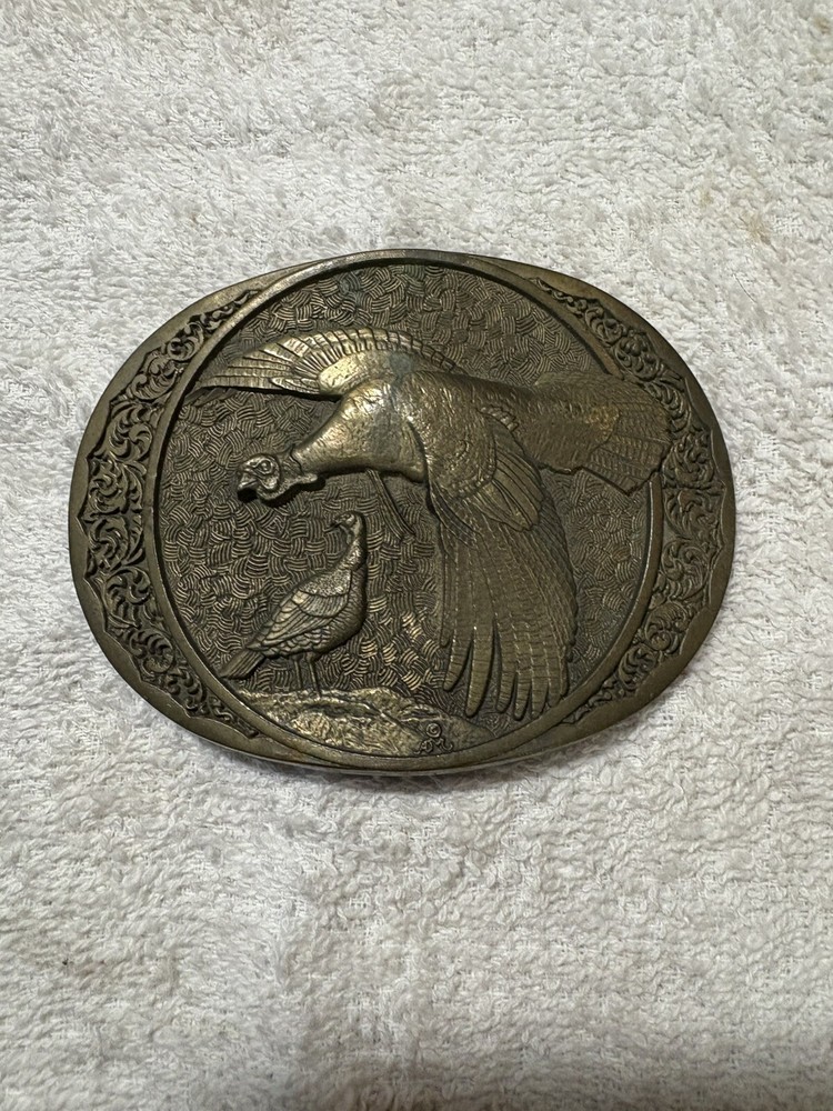 VINTAGE BIRDS SCENE THEME BELT BUCKLE SOLID BRASS - GW-9