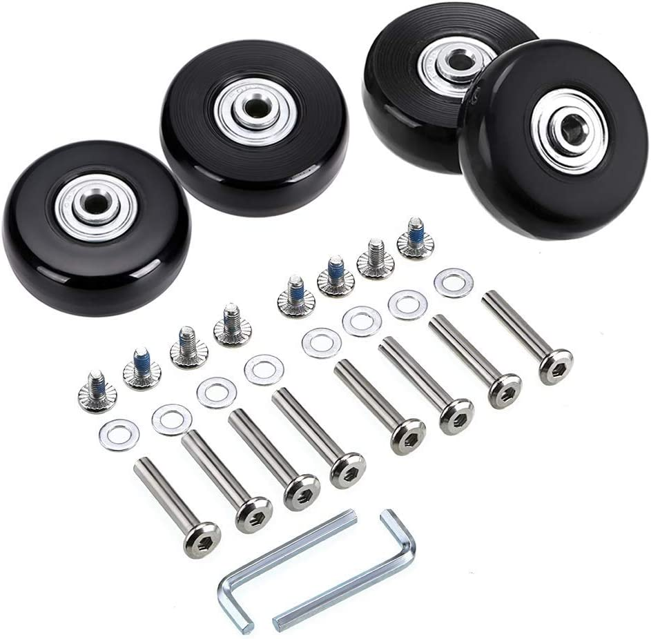 50Mm X 18Mm Set of 4 Luggage Suitcase Replacement Wheels, Rubber Swivel Caster W