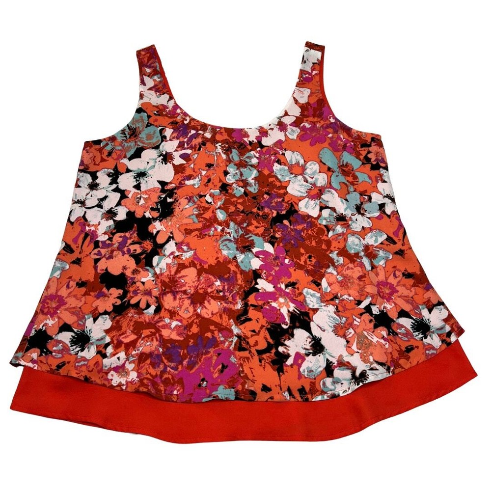 Romeo & Juliet Floral Print Sleeveless Scoop Neck Tiered Flowy Flirty Top