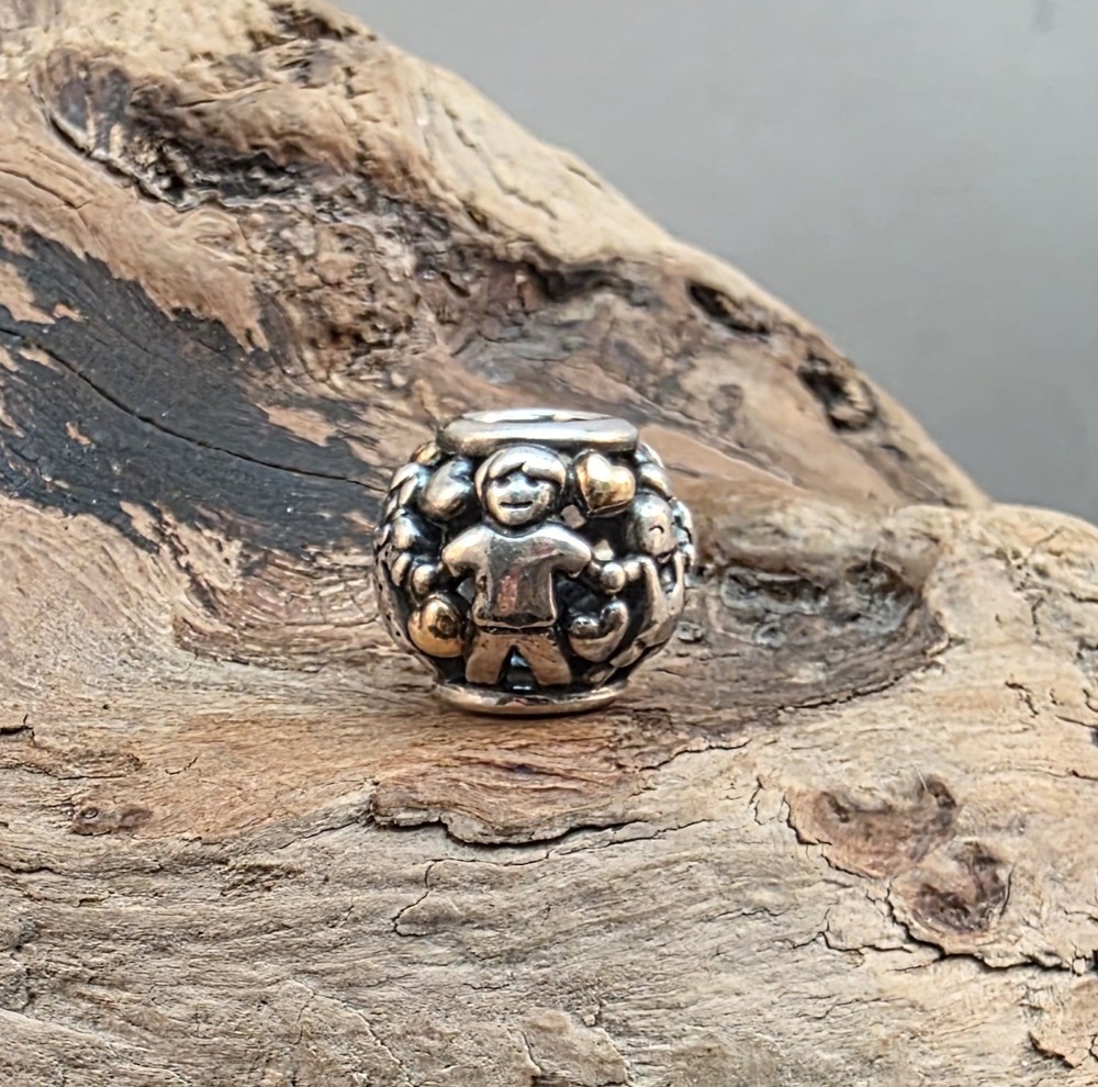 PANDORA 925 ALE Sterling Silver & 14k Gold FAMILY FOREVER Charm