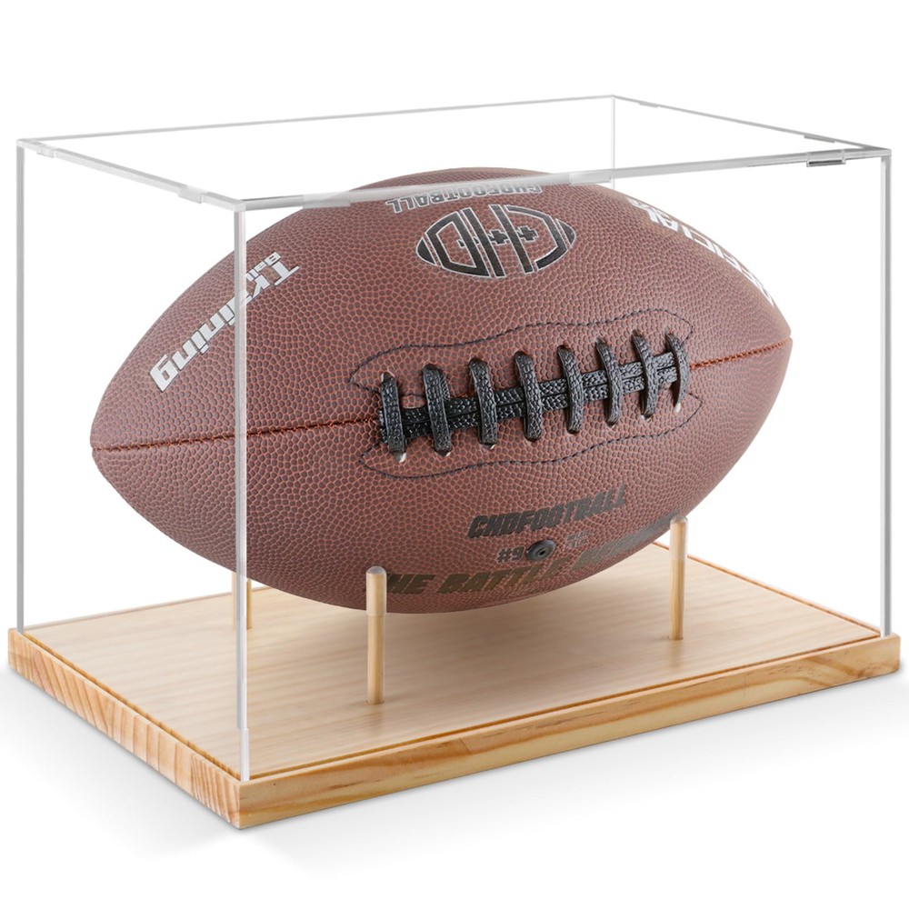 Football Display Case, Acrylic Display Case with Removable Stand, Football Ca...
