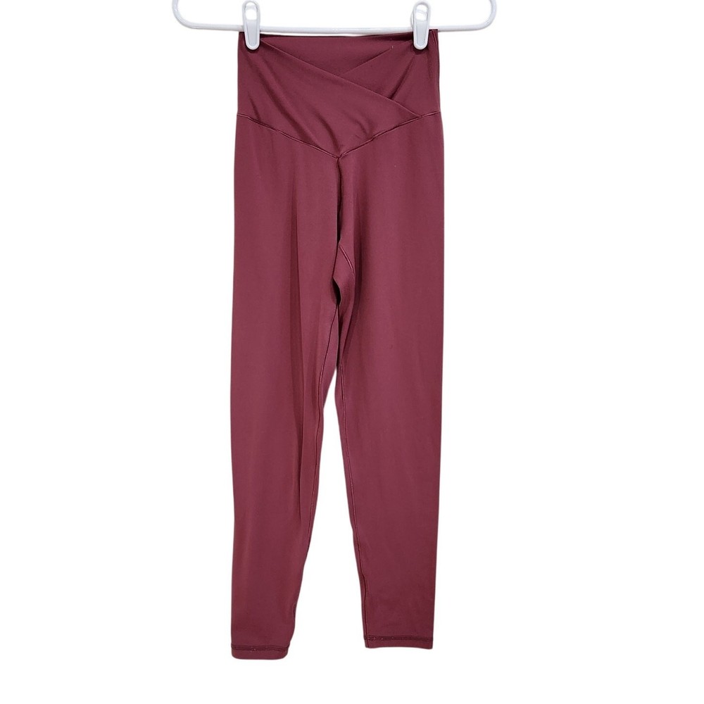 Aerie Real Me High Waisted Crossover 7/8 Leggings in Wine Red Size Small Offline