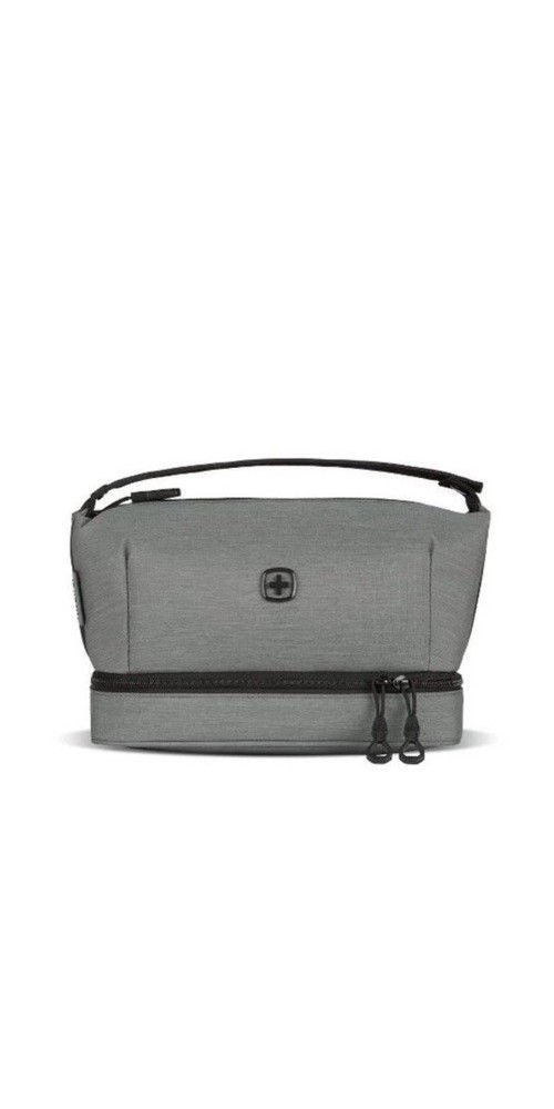 SwissGear Gray Dual Compartment Travel Toiletry Bag for Grooming Essentials