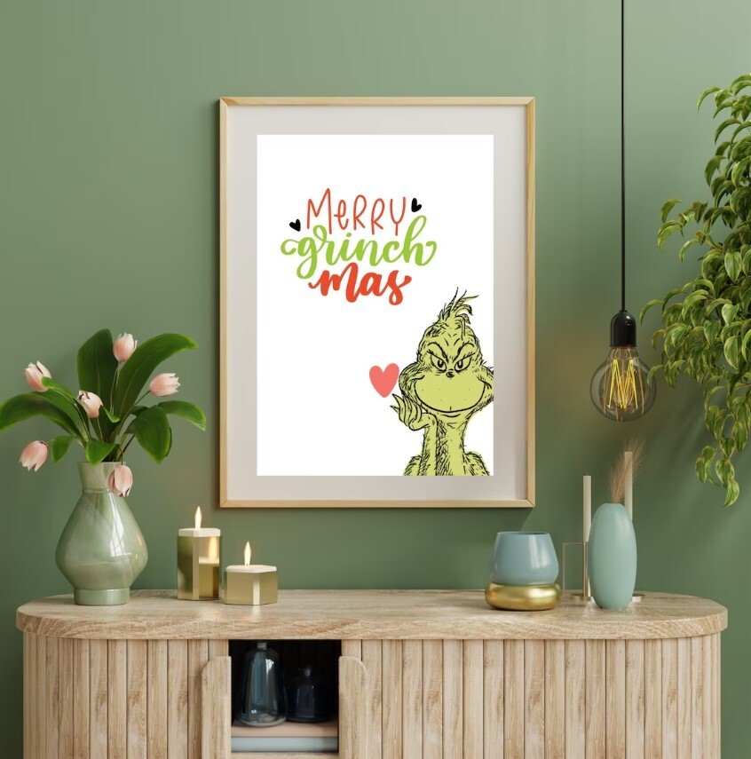 The Grinch Wall Art, Custom Size - Movie - Christmas Decor - No Frame