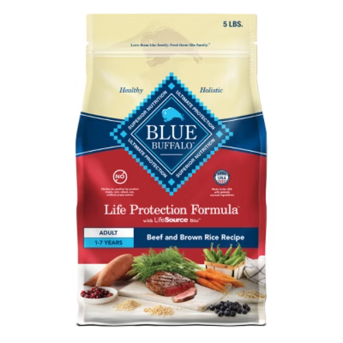 Blue Buffalo Life Protection Adult Dry Dog Food Beef & Brown Rice 5lb Bag