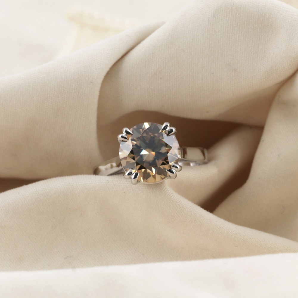 3.00 Ct Certified Yellow Round Cut Lab Grown Diamond Ring in 925 Sterling Silver