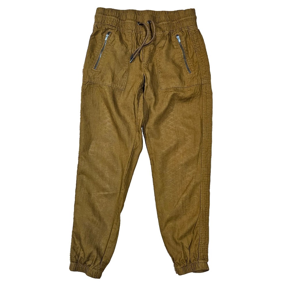 Athleta Cabo Linen Jogger Toasted Ochre Elastic Waist Mid-Rise Womens 4 Mustard