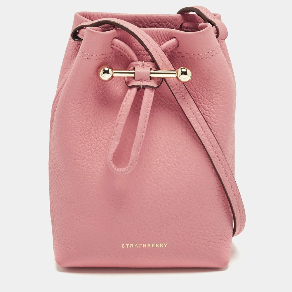 Strathberry Osette Midi Pink Leather Pouch