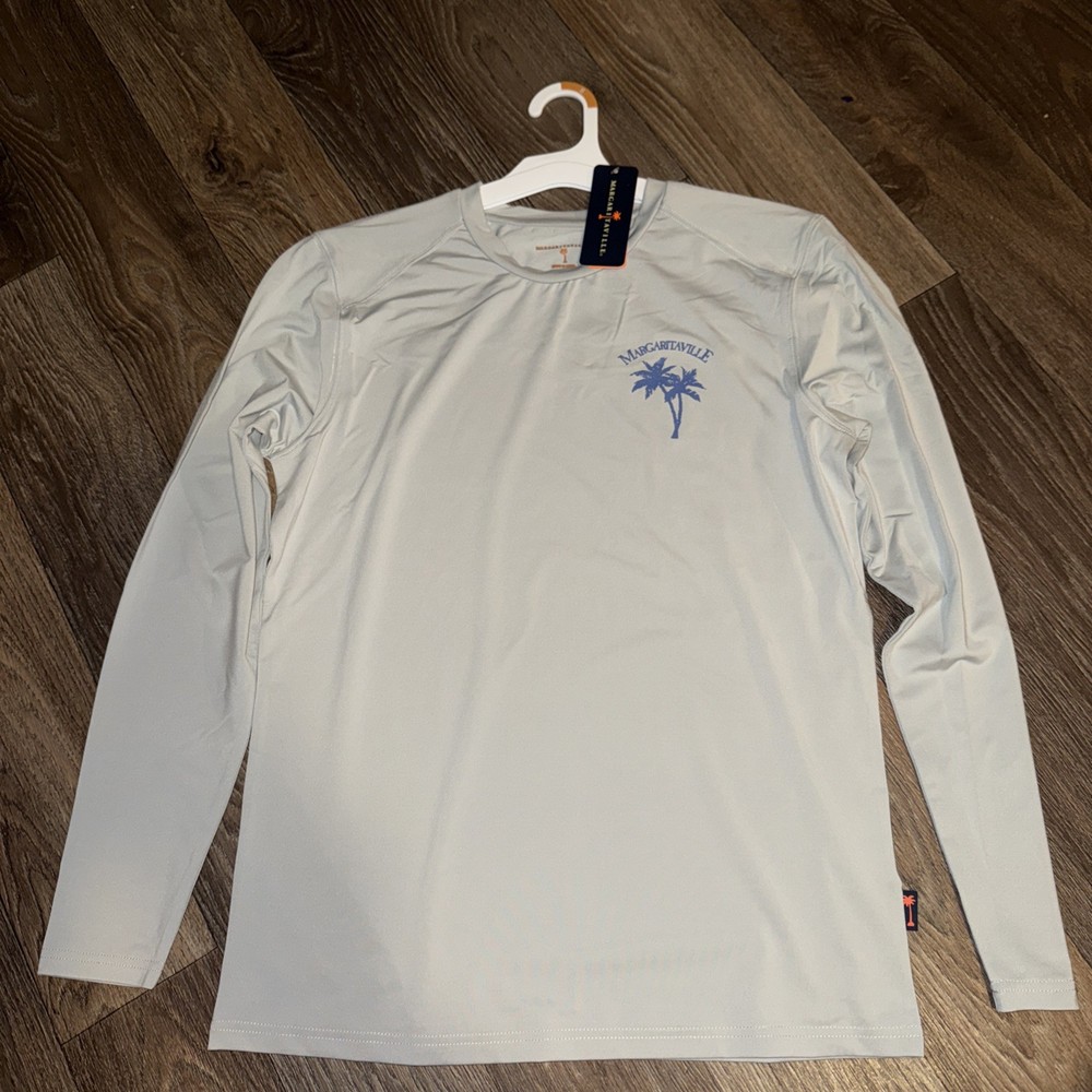 Margaritaville UPF 50 Water Resistant Moisture Wicking Long Sleeve Shirt Gray S