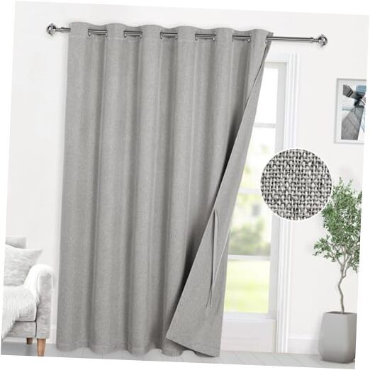 Sliding Door Curtains for Living Room 100W x 84L Stone Grey Pack of 1