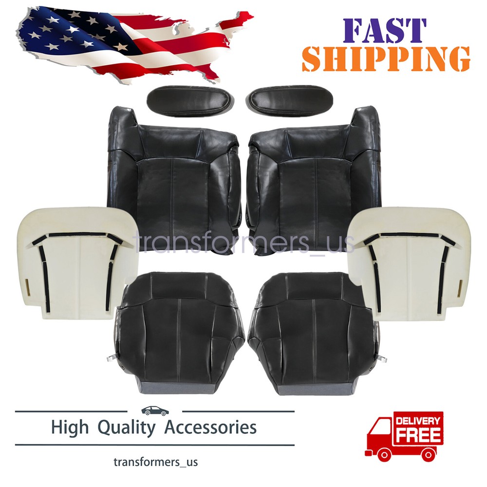 For 1999-2002 Chevy Silverado GMC Sierra Front Seat Cover & Foam Dark Gray 8PCS