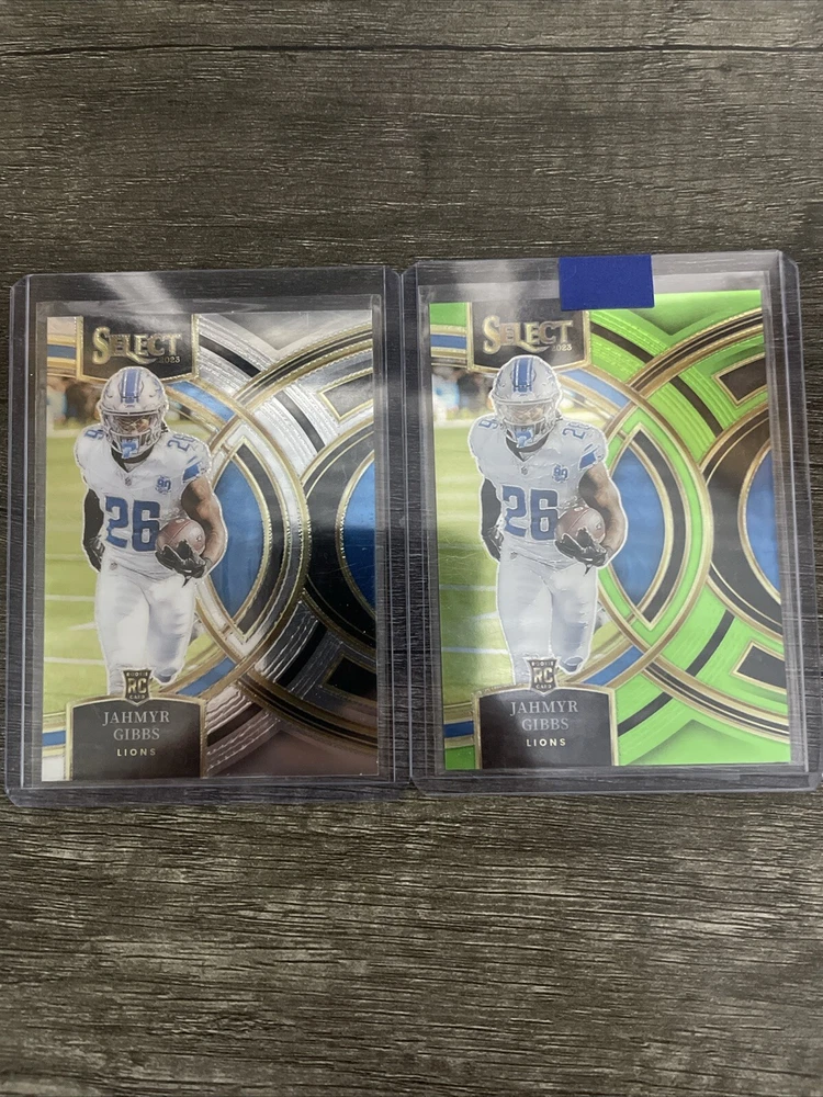 2023 Panini Select - Premier Level Neon Green Prizm #198 Jahmyr Gibbs /49 (RC)