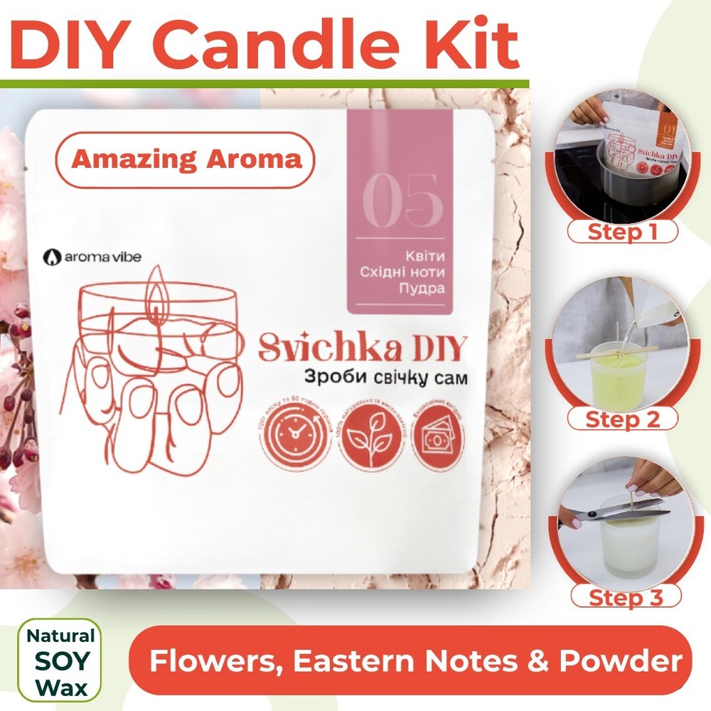 DIY Candle Making Kit with Flowers, Eastern Notes & Soy Wax