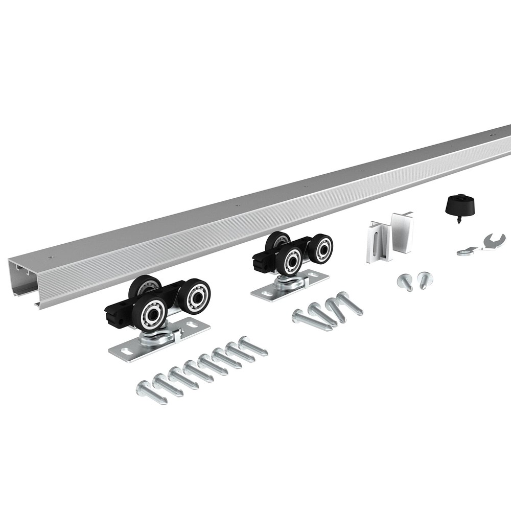 5FT Commercial Pocket Door Hardware and Track Set, Sliding Door Hardware 56.7...