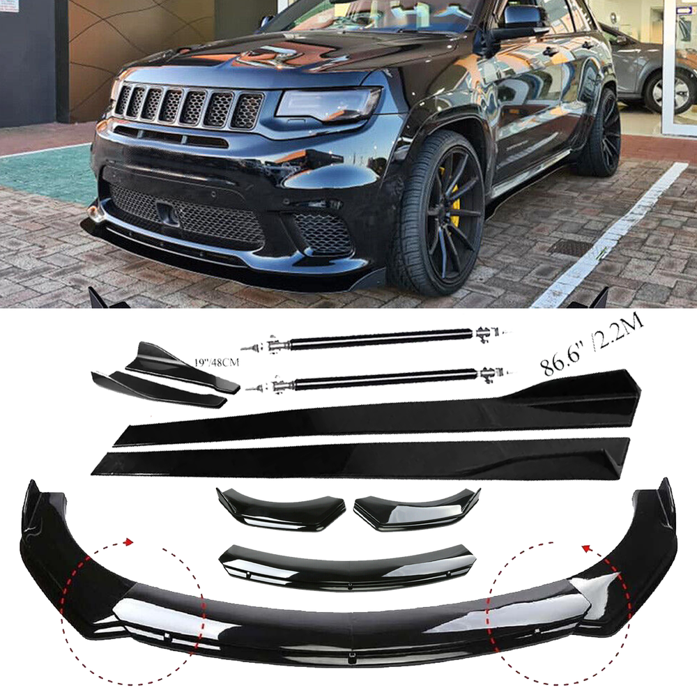 For Jeep Grand Cherokee Front Bumper Lip Spoiler Splitter Body Kit+Side Skirt