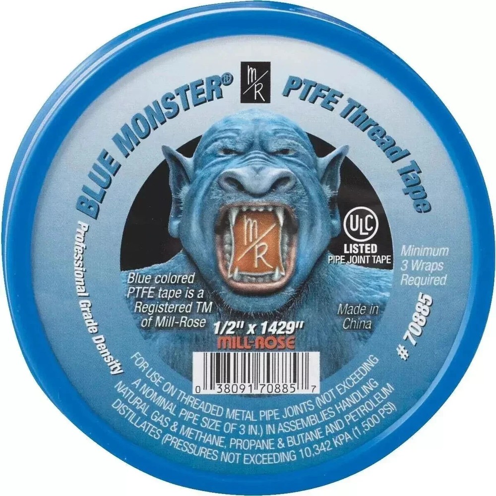 Blue Monster Tape 70885 PTFE Teflon Thread Tape 1/2