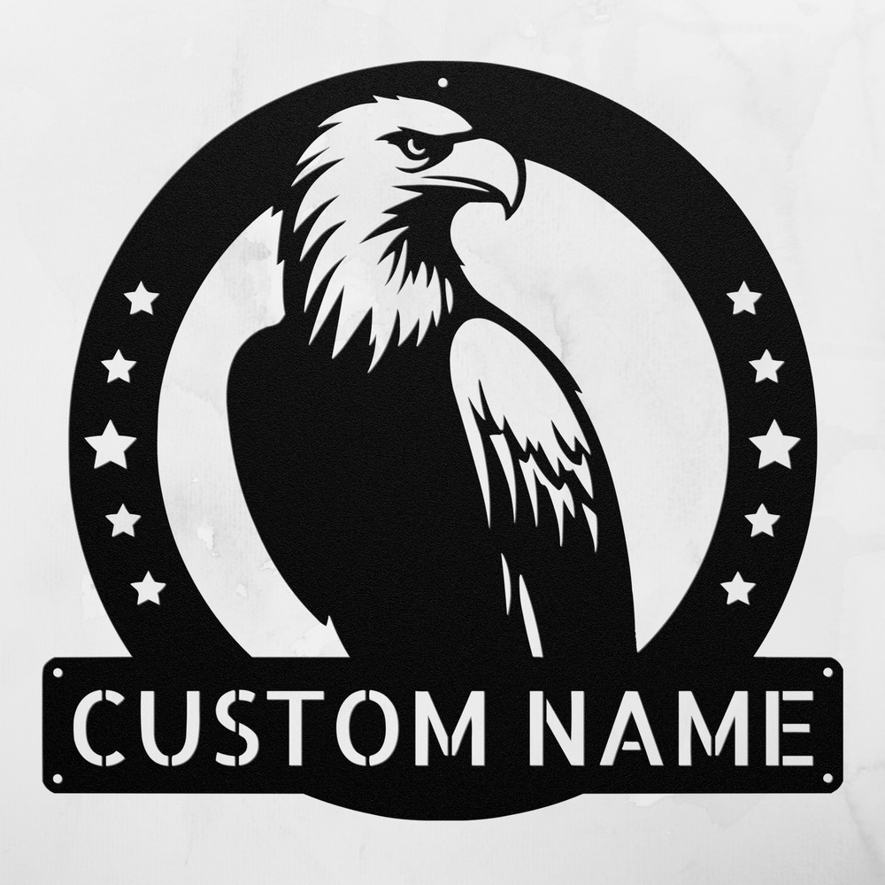 Personalized Bald Eagle Metal Sign Custom Name Decor Gift for Home Office