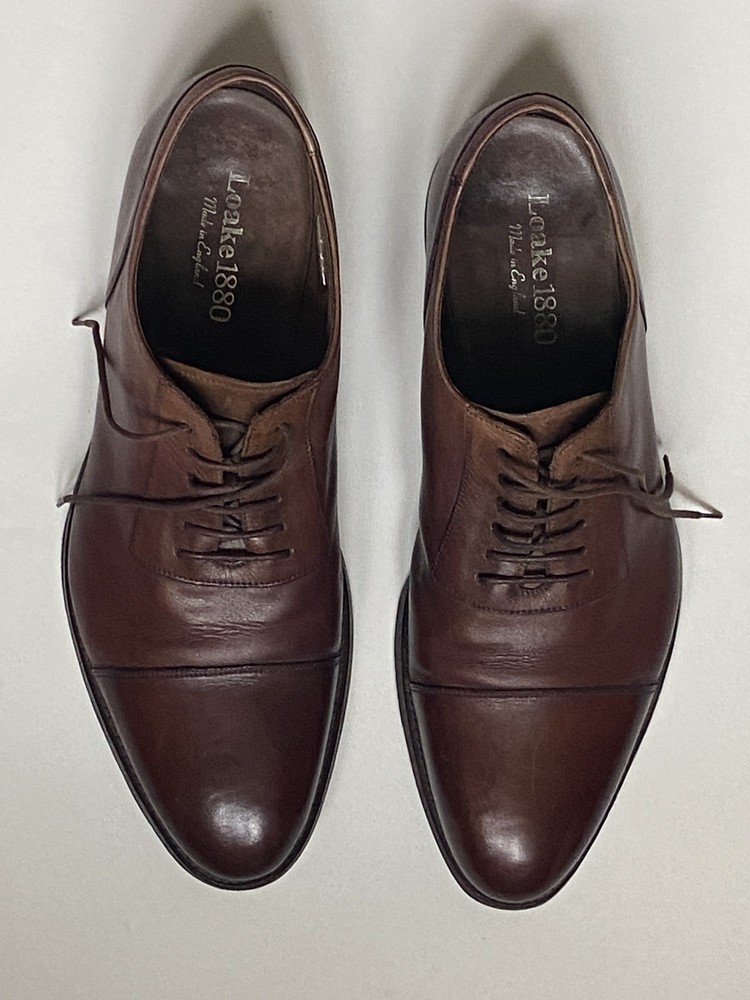 Loake 1880 'Churchill' Brown Fine Calf Leather Oxford Cap Toe UK9 F RRP £319