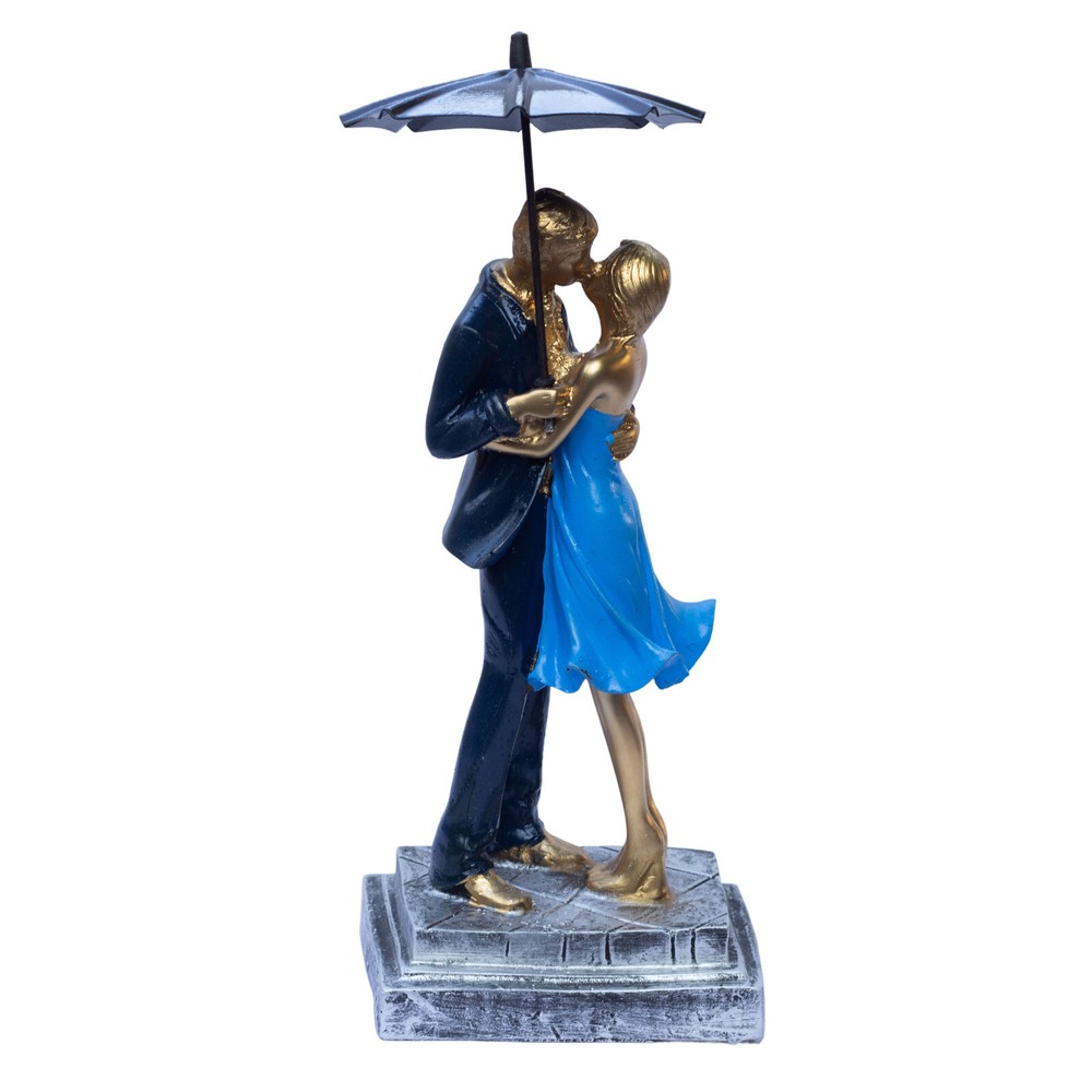 KRAFTSKALA Romantic Couple with Umbrella – Elegant Love Statue, Perfect for Home Decor or Gift