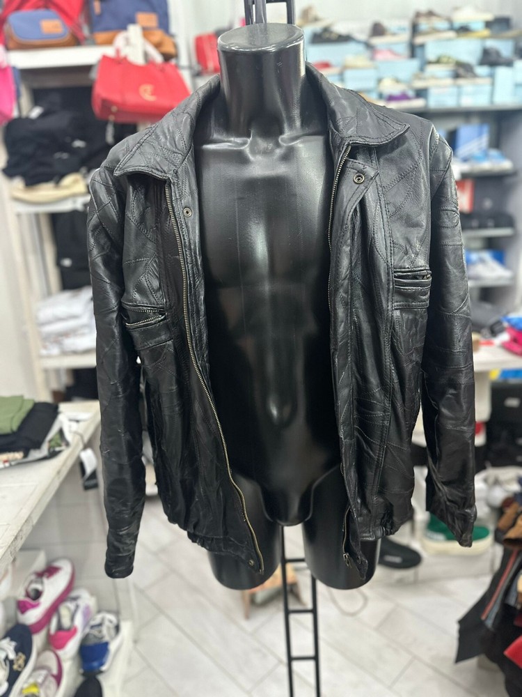 Vintage Black Leather Jacket for Men Size 56 Model LLV566