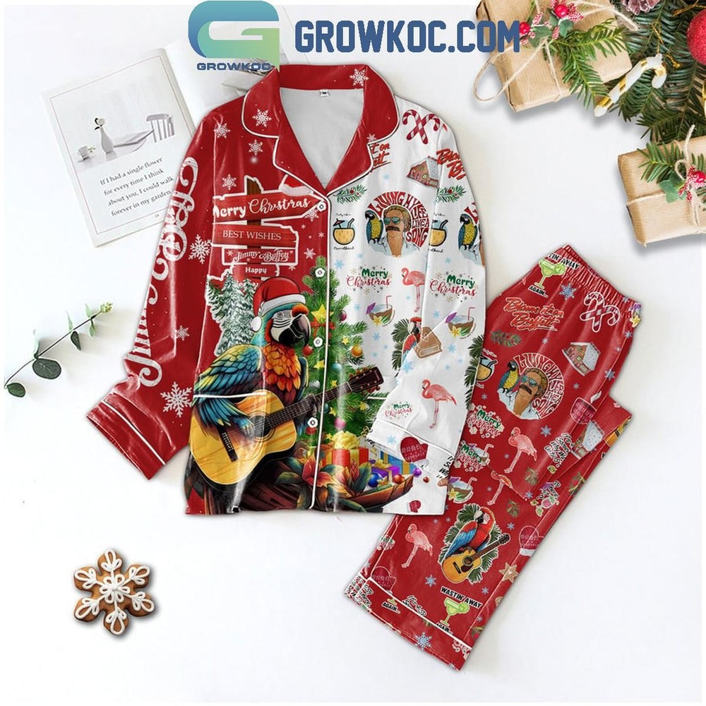 Jimmy Buffett Blame It On Buffett Christmas Pajama Set in Polyester