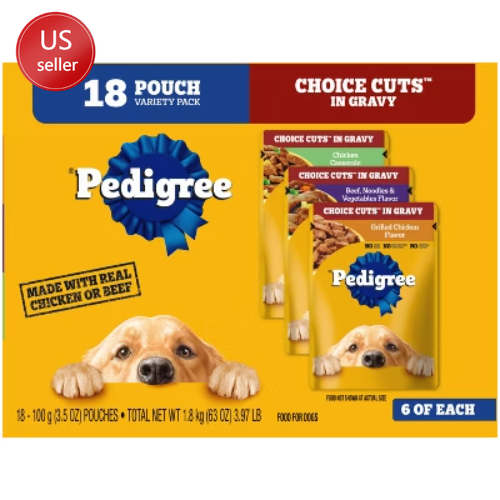 Pedigree Choice Cuts in Gravy Wet Dog Food Variety Pack - 18 Pouches 3.5oz Each
