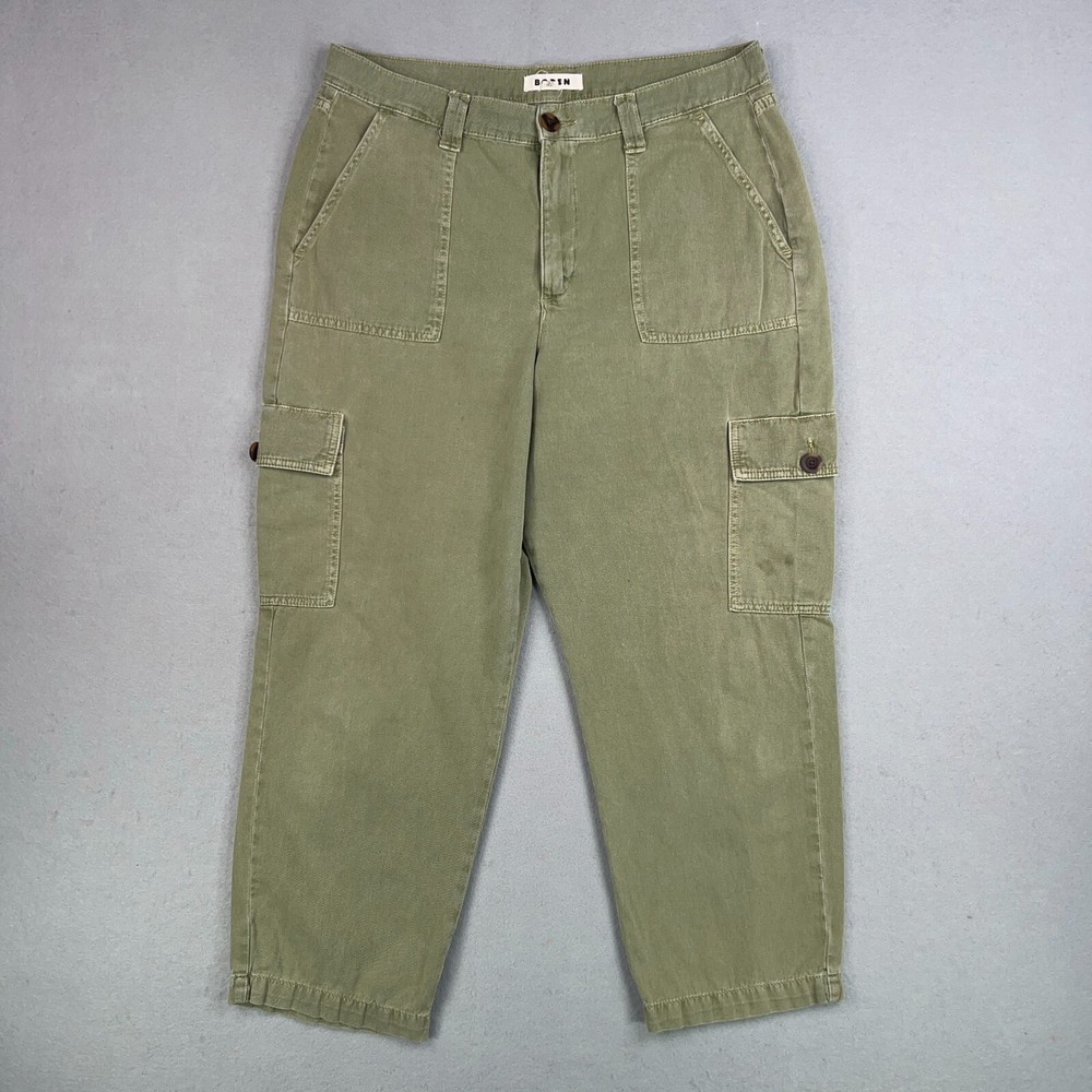 Boden Pants Womens 12 Green Olive Oregano Cargo Trouser Soft Military Ankle Y2K